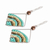 Beaded dangle earrings, 'Aqua Stripe Rainbow' - Glass Beaded Dangle Earrings With Sterling Silver Hooks