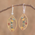 Beaded dangle earrings, 'Multicolor Crystal Web' - Multicolor Glass Beaded Dangle Earrings with Silver Hooks thumbail