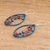 Copper beaded dangle earrings, 'Blue Copper Web' - Blue Copper Wire Web Inspired Dangle Earrings With Beads