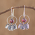 Beaded dangle earrings, 'Purple centre Waterfall' - Glass Beaded Circle and Waterfall Style Earrings