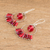 Perlenohrringe - Rote Perlenohrringe aus Edelstahl und Sterlingsilber
