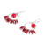Beaded dangle earrings, 'Red Waterfall' - Red Beaded Stainless Steel and Sterling Silver Earrings
