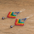 Beaded dangle earrings, 'Rainbow Arrowhead' - Rainbow Dangle Earrings With Beads and Sterling Silver Hooks