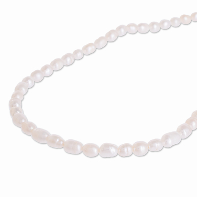 Perlenhalskette aus Zuchtperlen, 'Earthy Refinement' - Perlenkette mit Zuchtperlen und Jaspis