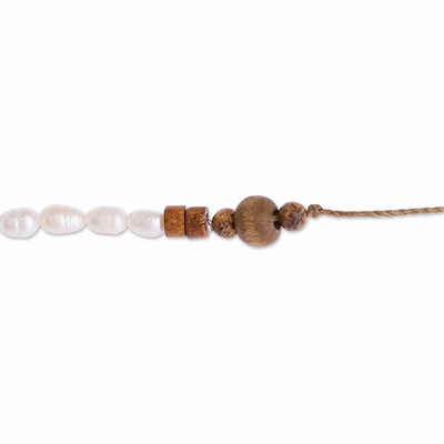 Collar con cuentas de perlas cultivadas, 'Earthy Refinement' - Collar con cuentas con perlas cultivadas y jaspe