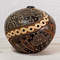 Ceramic decorative vase, 'Geometric Terracotta'