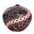 Ceramic decorative vase, 'Geometric Terracotta' - Ceramic Ball Shaped Ornamental Vase in Black Ochre and Beige