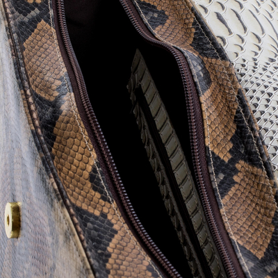 Lederhandtasche, 'Rio Coco' - Lederhandtasche mit Schlangenmuster