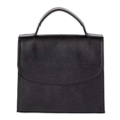 Classic Black Leather Handbag