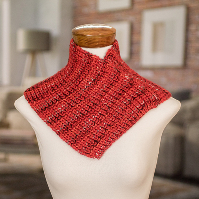 Knit neck warmer, Red Warmth