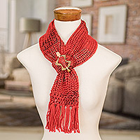 Wrap scarf with clip, 'Wrapped Fire'