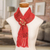 Wrap scarf with clip, 'Wrapped Fire' - Lightweight Deep Red Acrylic Scarf with Wood Clip thumbail