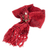 Wrap scarf with clip, 'Wrapped Fire' - Lightweight Deep Red Acrylic Scarf with Wood Clip (image 2c) thumbail