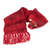 Wrap scarf with clip, 'Wrapped Fire' - Lightweight Deep Red Acrylic Scarf with Wood Clip (image 2d) thumbail