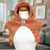 Hooded capelet, 'Orange Modern Cowl' - Orange Knit Hood and Cape Combination from Costa Rica thumbail
