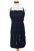 Cotton apron, 'Indigo Kitchen' - Indigo Blue 100% Cotton Apron with Geometric Designs thumbail
