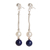 Cultured pearl and lapis lazuli dangle earrings, 'Azure and Ivory' - Cultured Pearl and Lapis Lazuli Dangle Earrings with Silver (image 2a) thumbail