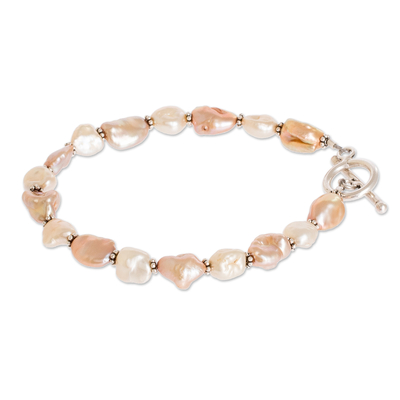 Cultured pearl bracelet, 'Baroque Glow' - Cultured Baroque Pearl Bead Bracelet from Costa Rica