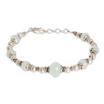 Chalcedony beaded bracelet, 'Aqua Allure' - Aqua Chalcedony and Sterling Silver Beaded Bracelet