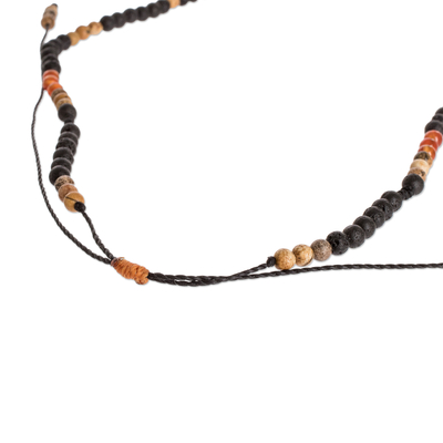 Agate and jasper beaded necklace, 'Volcanic Chic' - Necklace Made with Beads of Lava Stone Agate and Jasper