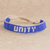 Glass beaded bracelet, 'Unity in Blue' - Blue and White Glass Bead Woven Bracelet with Sliding Knot thumbail