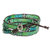 Glass bead wrap bracelet, 'Budding Spring' - Glass Bead and Leather Wrap Bracelet in Green and Blue (image 2c) thumbail