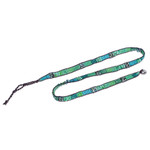 Glass bead wrap bracelet, 'Budding Spring' - Glass Bead and Leather Wrap Bracelet in Green and Blue