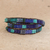Wickelarmband aus Glasperlen - Blaues und meergrünes Perlenarmband mit Lederbesatz