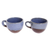 Ceramic coffee cups, 'Sea Blue Morning' (pair) - Blue and Brown Ceramic Coffee Cups from Honduras (Pair) (image 2a) thumbail