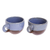Ceramic coffee cups, 'Sea Blue Morning' (pair) - Blue and Brown Ceramic Coffee Cups from Honduras (Pair) (image 2c) thumbail