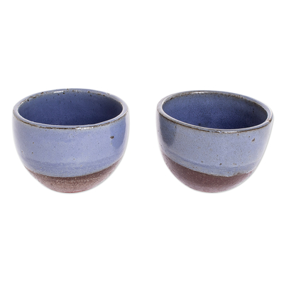 Keramik-Kaffeetassen, (Paar) - Blaue und braune Keramik-Kaffeetassen aus Honduras (Paar)