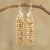 Beaded dangle earrings, 'Golden Pillars' - Glass Bead Basket Like Dangle Earrings in Gold Color
