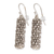 Beaded dangle earrings, 'Silvery Pillars' - Miyuki Glass Bead Basket Like Dangle Earrings in Silver Tone