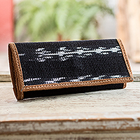 Cotton wallet, 'Black Jaspe Heritage' - Black Jaspe Patterned Billfold Wallet from Guatemala