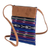 Cotton sling bag, 'Maya Trekker' - Blue Dominant Jaspe Pattern Sling Purse with Strap (image 2c) thumbail
