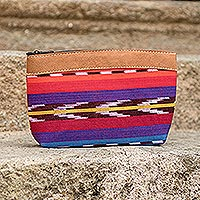 Cotton cosmetic bag, 'Rainbow Keeper' - Rainbow Jaspe Cotton Cosmetic Bag from Guatemala