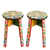Wood stools, 'Central American Owls' (pair) - Hand Painted Wood Stools with Owls and Flowers (Pair) (image 2a) thumbail