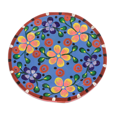 Guatemalan Decorative Plate with Multiple Yellow Flowers