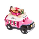 Mini ceramic sculpture, 'Pink Old Time Bus' - 2.5 Inch Pink Ceramic Mini Bus Figurine from Guatemala