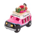 Mini ceramic sculpture, 'Pink Old Time Bus' - 2.5 Inch Pink Ceramic Mini Bus Figurine from Guatemala