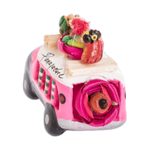 Mini ceramic sculpture, 'Pink Old Time Bus' - 2.5 Inch Pink Ceramic Mini Bus Figurine from Guatemala