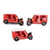 Ceramic magnets, 'Tuc Tucs to Go' (Set of 3) - Red Tuc Tuc Refrigerator Magnets from Guatemala (Set of 3)