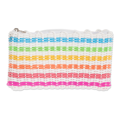 Rainbow Colored Cosmetic Clutch Made with Recycled Plastic