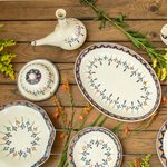 Ceramic porron wine pitcher, 'Antigua Breeze' - Off-White Ceramic Wine Server with Geometric Design