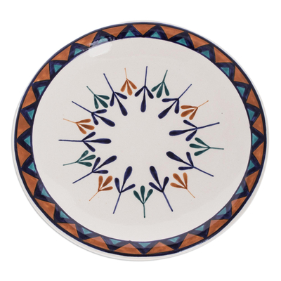 Platos de almuerzo de cerámica - Dos platos de comida de cerámica color hueso con diseño geométrico