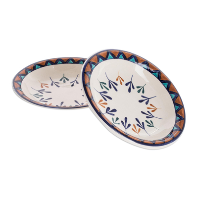 Keramische Salatschüsseln, (Paar) - Handbemalte Keramikschalen mit geometrischem Design (Paar)
