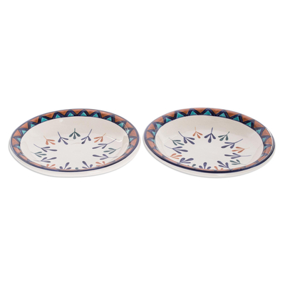 Keramische Salatschüsseln, (Paar) - Handbemalte Keramikschalen mit geometrischem Design (Paar)