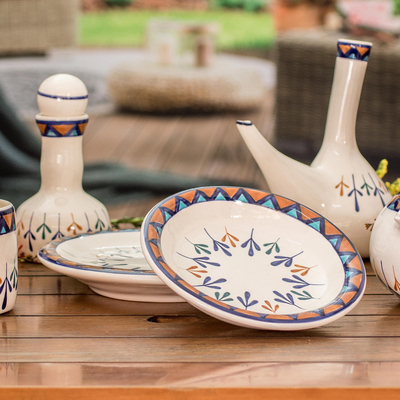 Keramik-Essteller, (Paar) - Handbemalte Keramikteller mit geometrischem Design (Paar)
