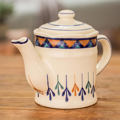 Kaffeekanne aus Keramik - Handbemalte Keramik-Kaffeekanne mit geometrischem Design