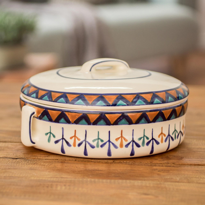 Ceramic covered casserole dish, Antigua Breeze